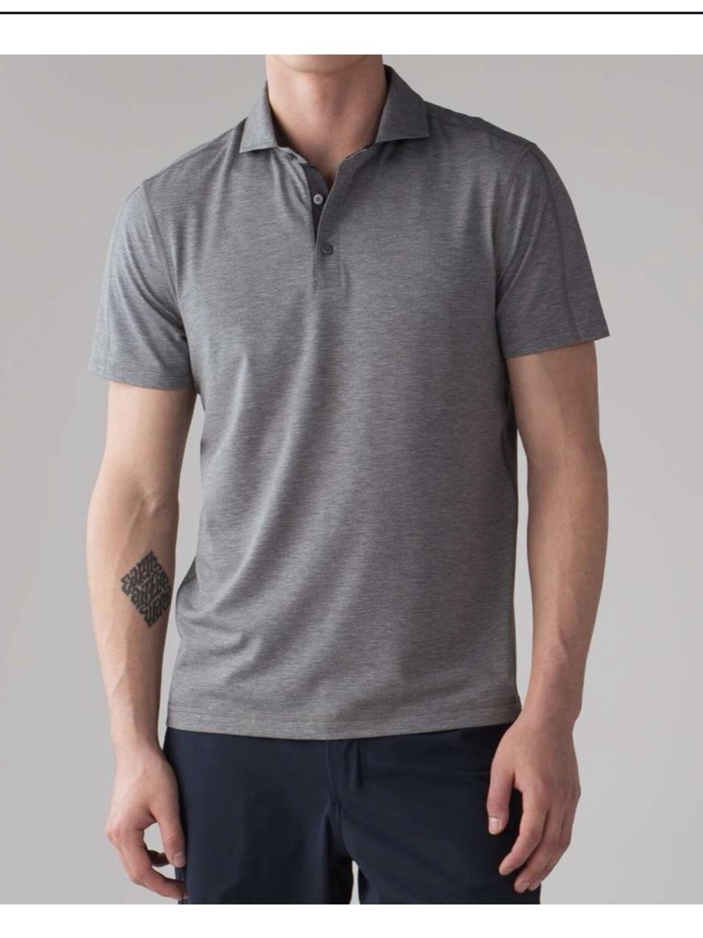 Lululemon Men's Grey Short Sleeve Polo Shirt